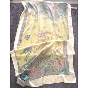 Vintage Mary McFadden For Martex Hippie Boho Yellow Floral Beach Towel